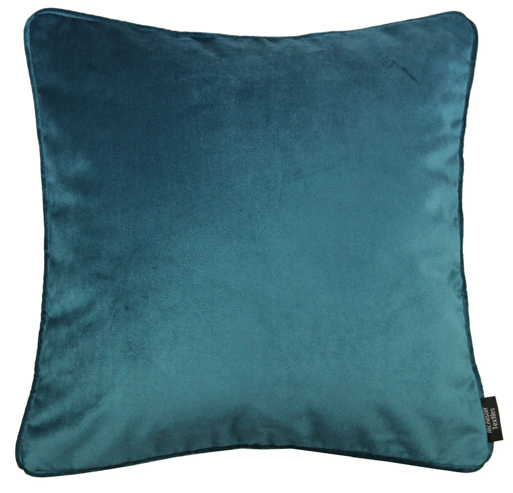 McAlister Textiles Matt Blue Teal Velvet Cushion Cushions and Covers Polyester Filler 43cm x 43cm 