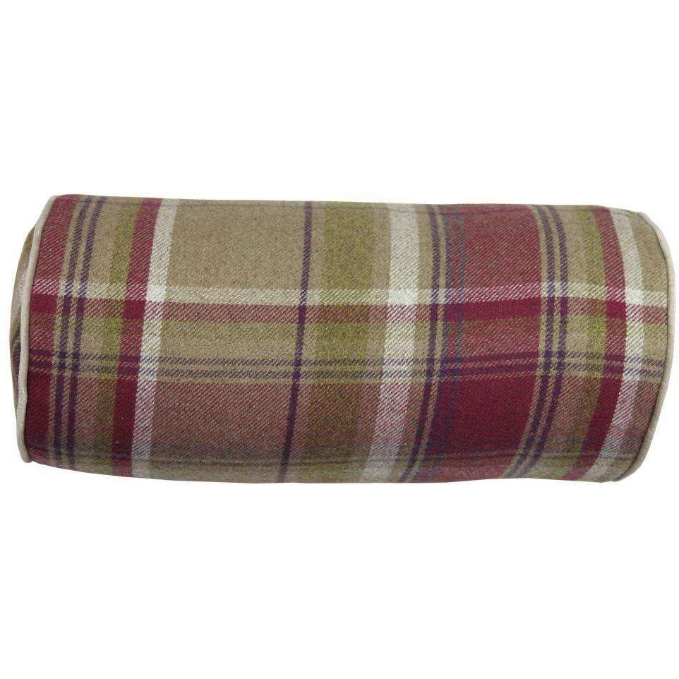 McAlister Textiles Deluxe Tartan Purple + Green Bolster Pillow 45cm x 20cm Bolster Cushion 