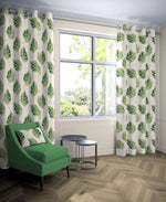 Charger l&#39;image dans la galerie, McAlister Textiles Leaf Forest Green Floral Cotton Print Curtains Tailored Curtains 
