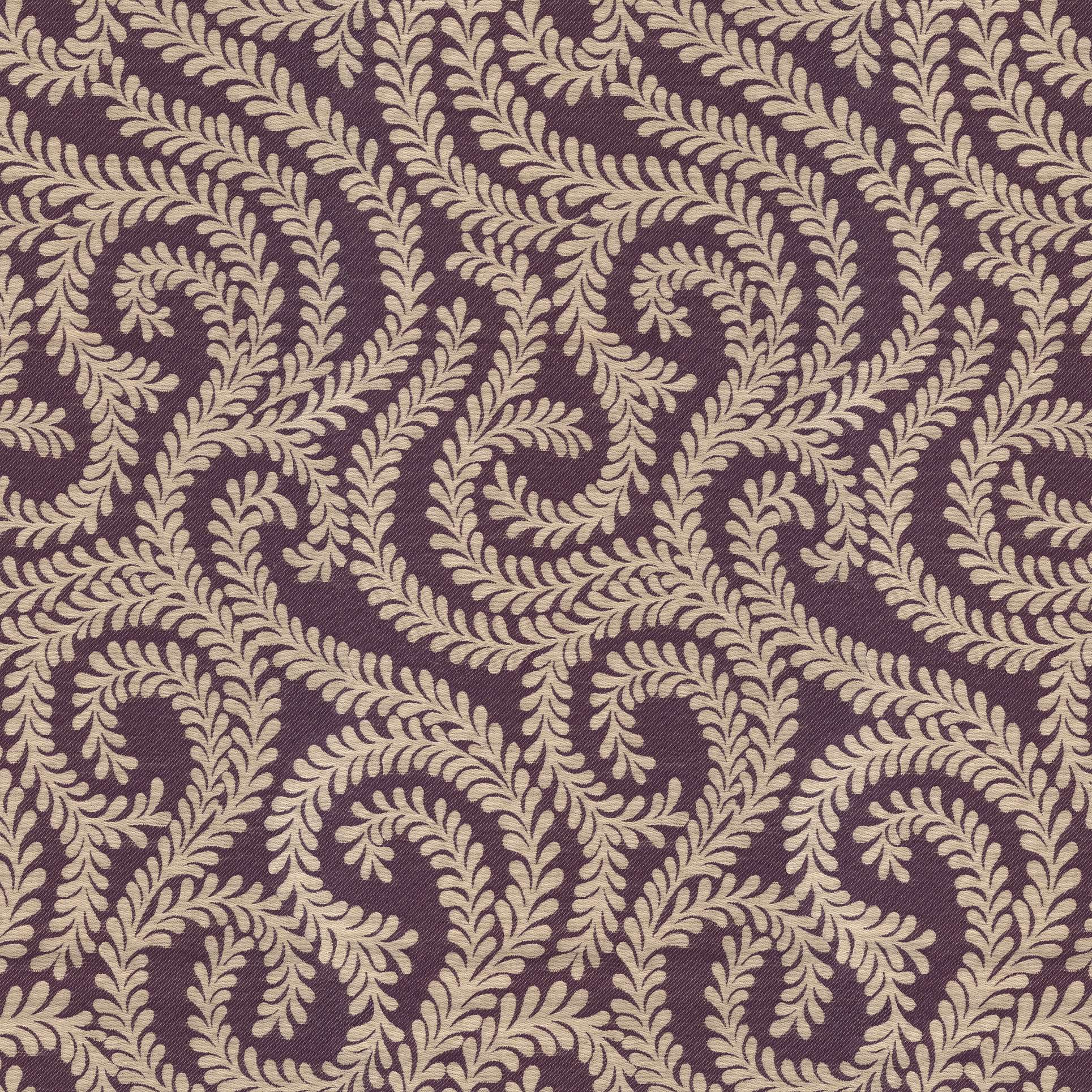 McAlister Textiles Little Leaf Aubergine Purple Fabric Fabrics 1 Metre 