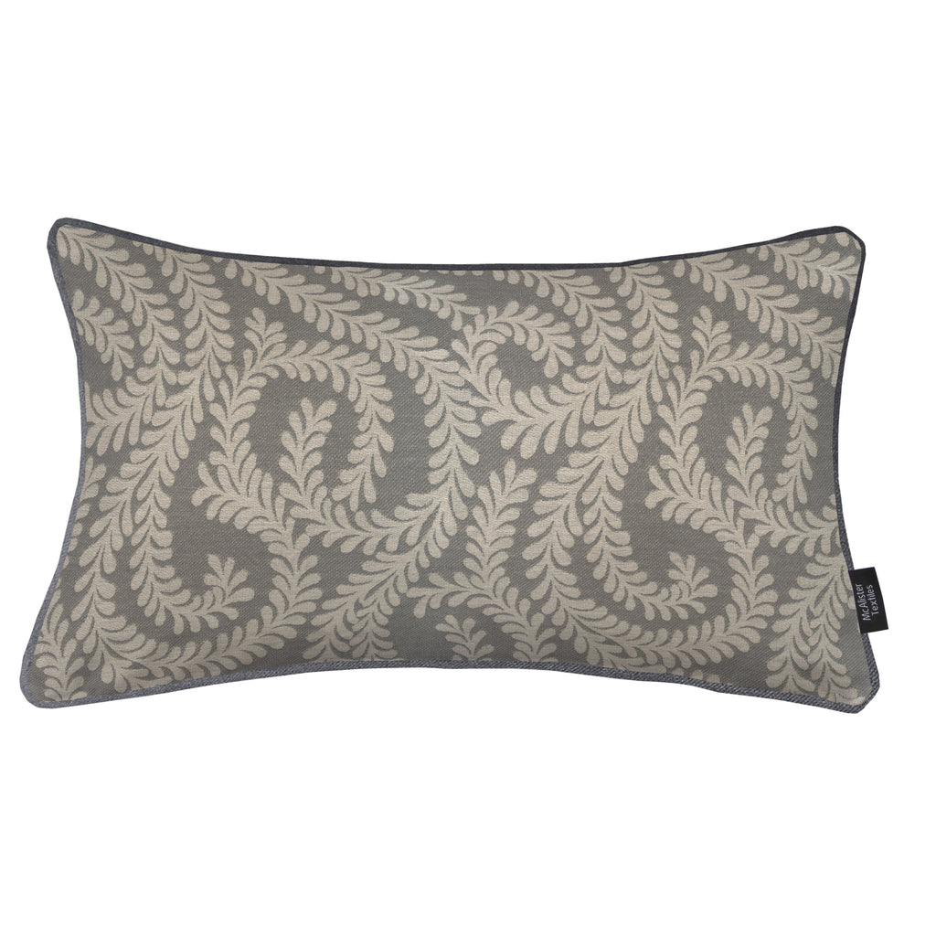 McAlister Textiles Little Leaf Charcoal Grey Pillow Pillow Cover Only 50cm x 30cm 