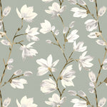 Charger l&#39;image dans la galerie, McAlister Textiles Magnolia Duck Egg Floral FR Fabric Fabrics 1/2 Metre 
