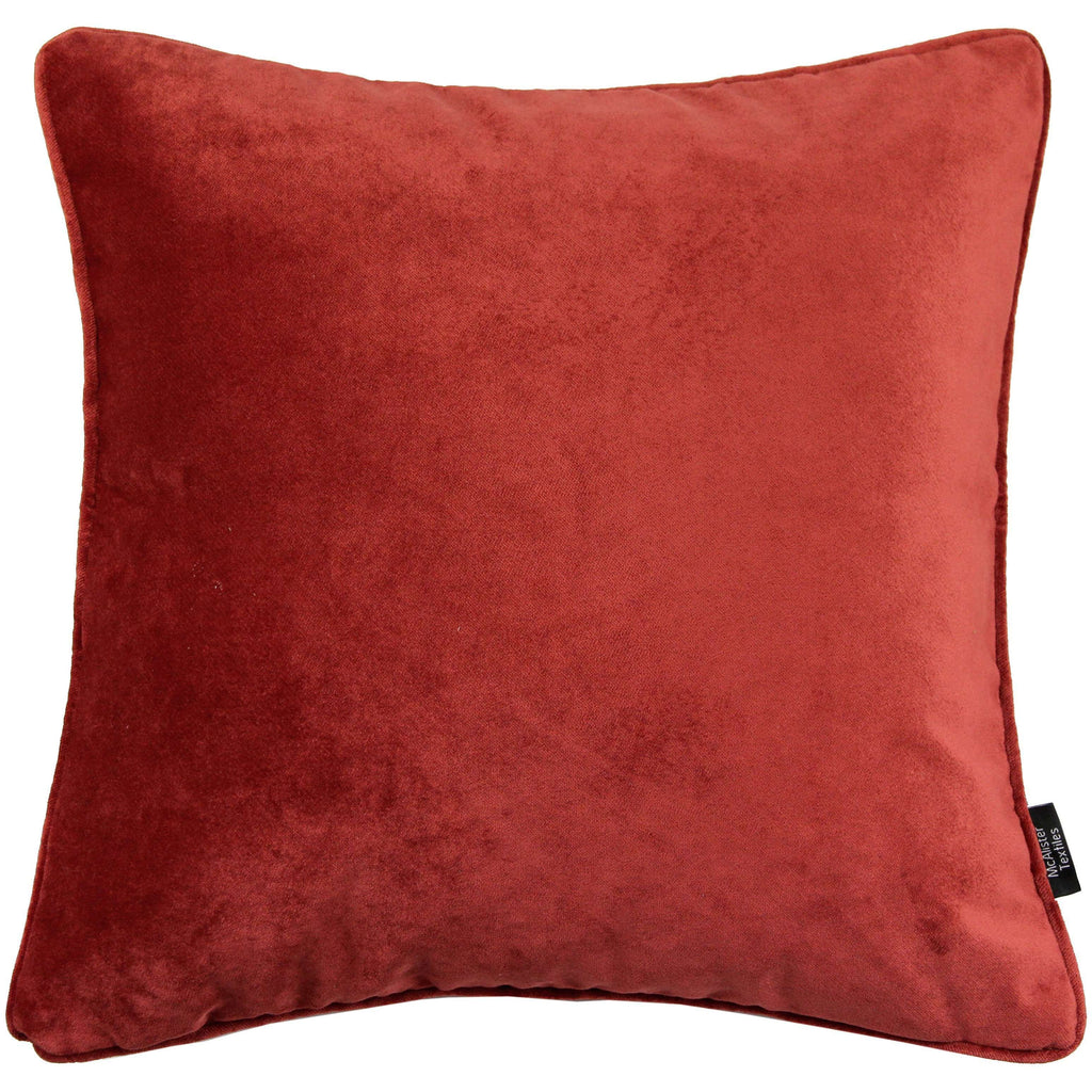 McAlister Textiles Matt Rust Red Orange Piped Velvet Cushion Cushions and Covers Cover Only 43cm x 43cm 