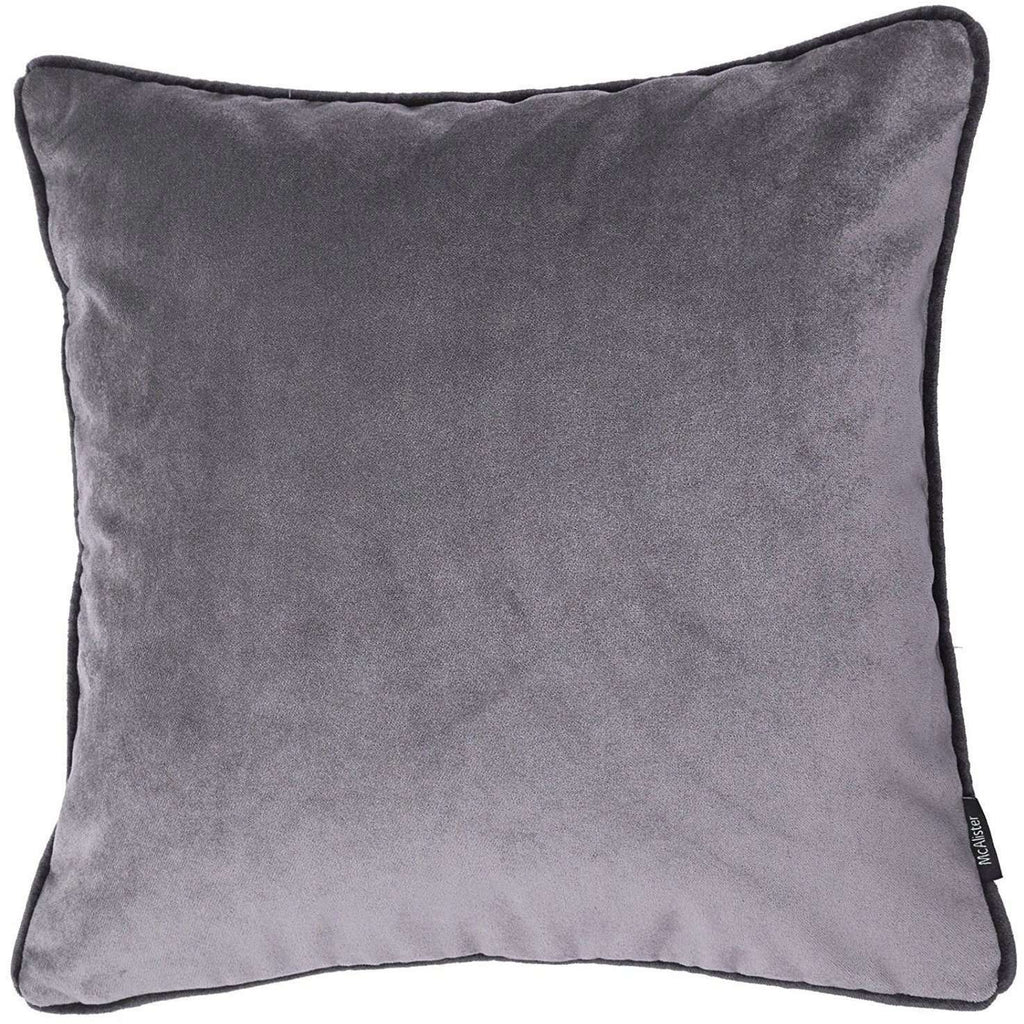 McAlister Textiles Matt Soft Silver Piped Velvet Cushion Cushions and Covers Cover Only 43cm x 43cm 
