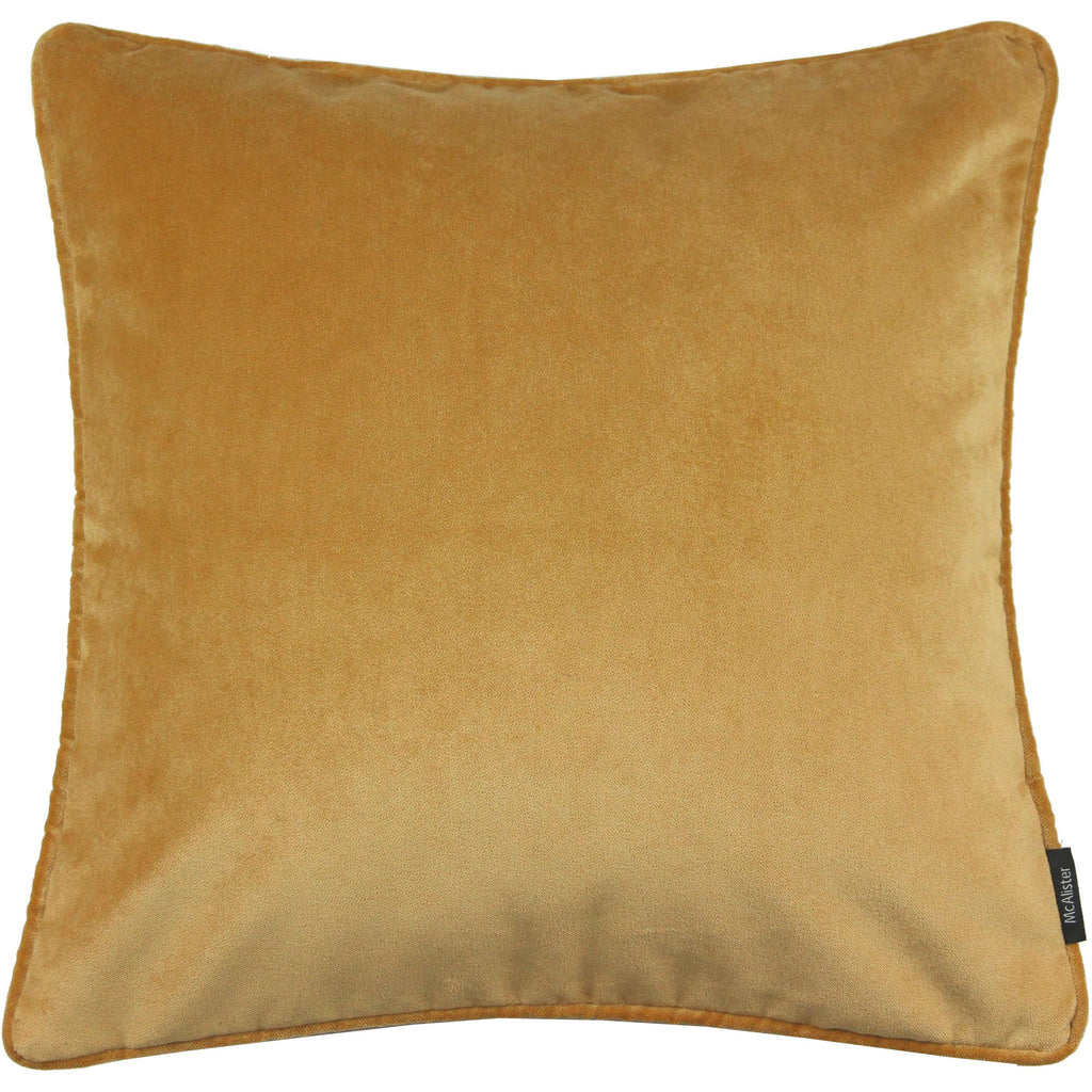 McAlister Textiles Matt Ochre Yellow Velvet Cushion Cushions and Covers Cover Only 43cm x 43cm 