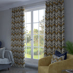 Charger l&#39;image dans la galerie, McAlister Textiles Navajo Yellow + Grey Striped Curtains Tailored Curtains 
