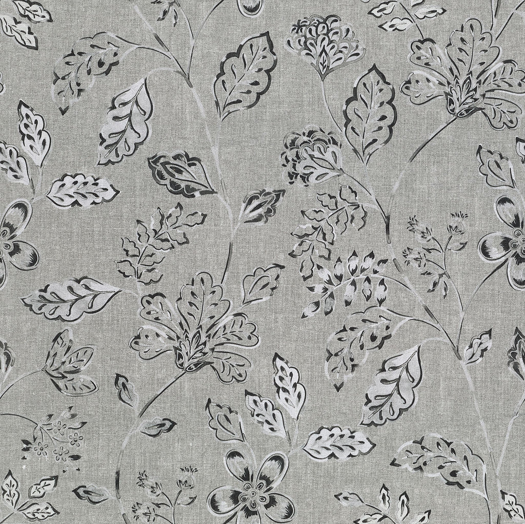 McAlister Textiles Eden Charcoal Grey Floral Printed Fabric Fabrics 