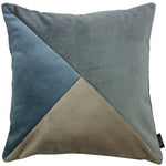 Charger l&#39;image dans la galerie, McAlister Textiles Diagonal Patchwork Velvet Blue, Gold + Grey Cushion Cushions and Covers Cover Only 43cm x 43cm 
