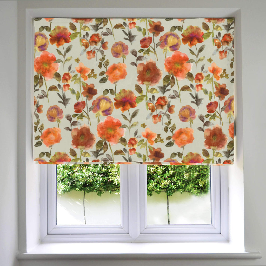 McAlister Textiles Renoir Floral Orange Velvet Roman Blind Roman Blinds Standard Lining 130cm x 200cm 