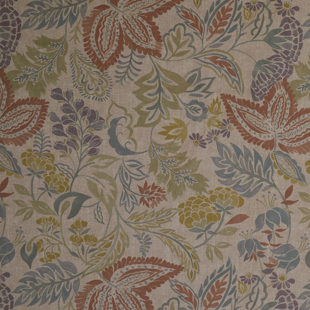 McAlister Textiles Florista Terracotta, Sage Green and Blue Floral Fabric Fabrics 1 Metre 