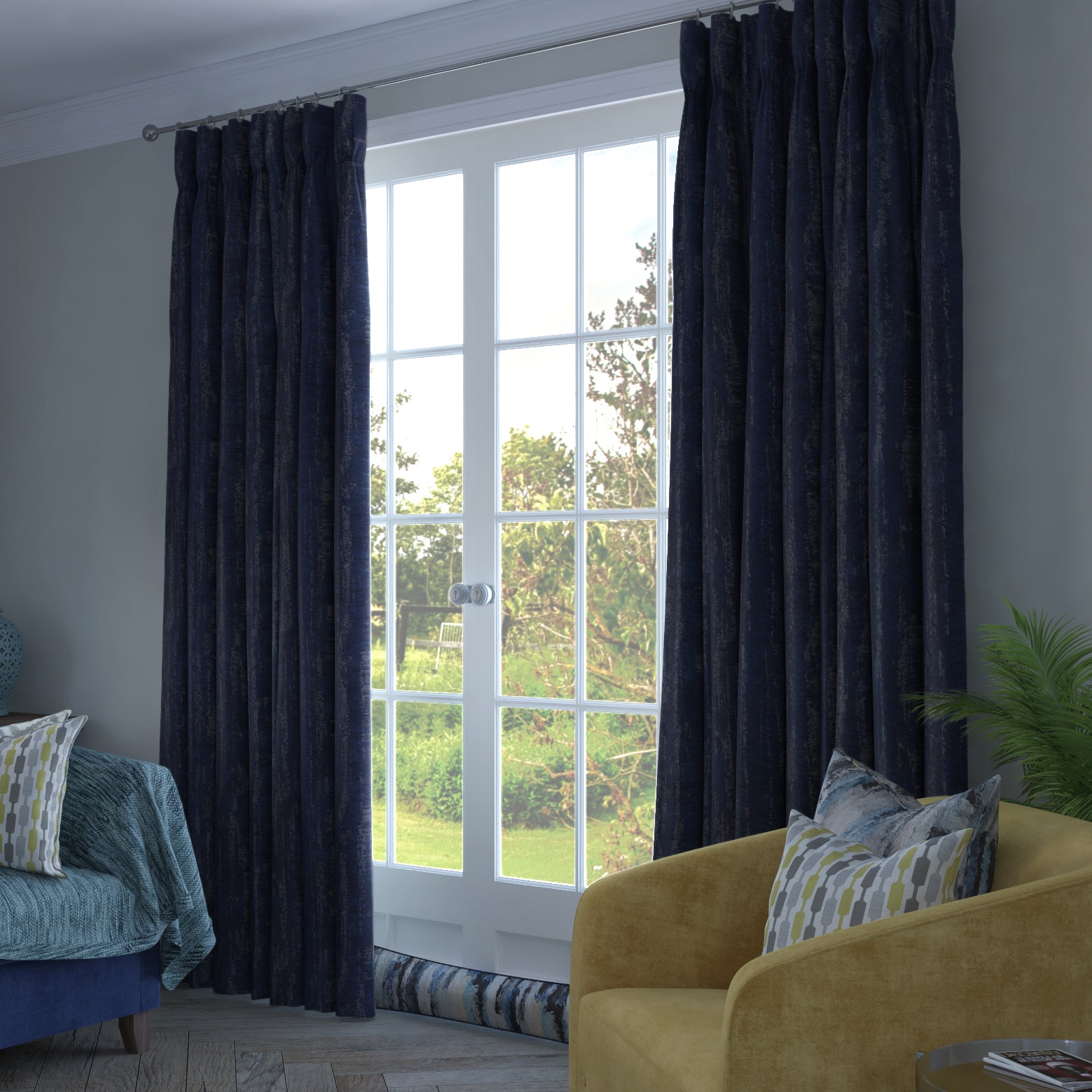 Striped Navy Blue Curtains Mcalister