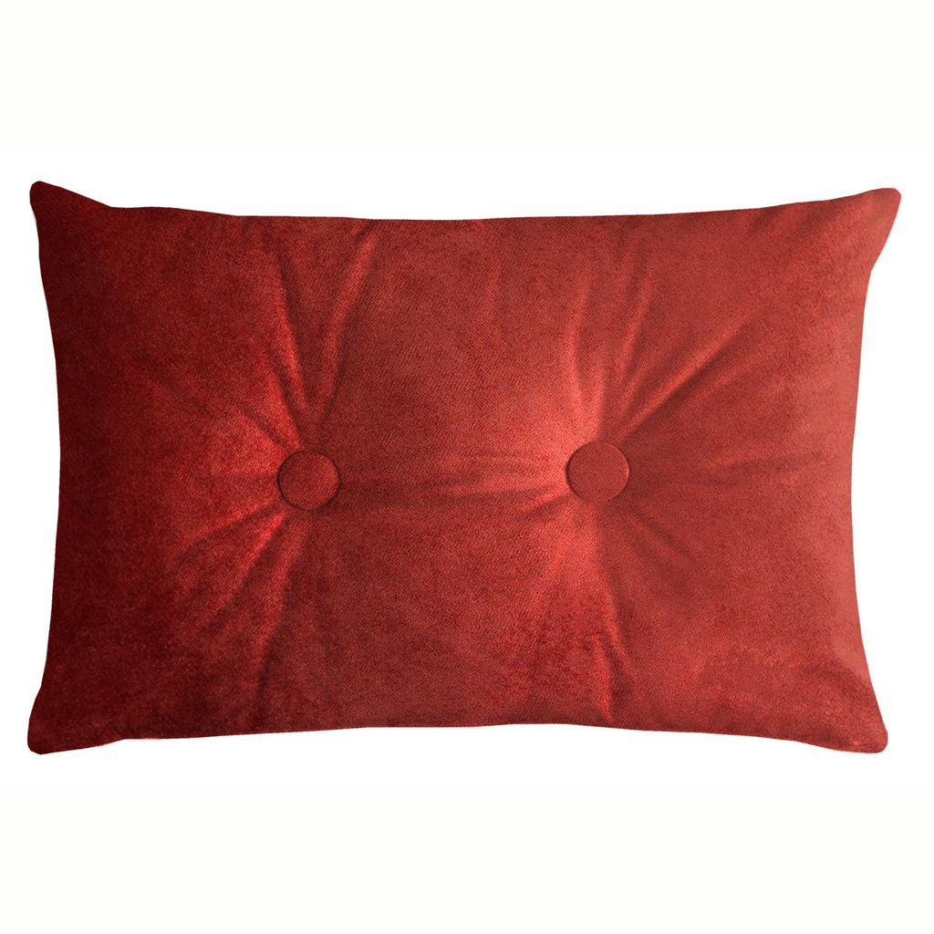 McAlister Textiles Matt Rust Red Velvet Button 40cm x 60cm Pillow Pillow Polyester Filler 60cm x 40cm 