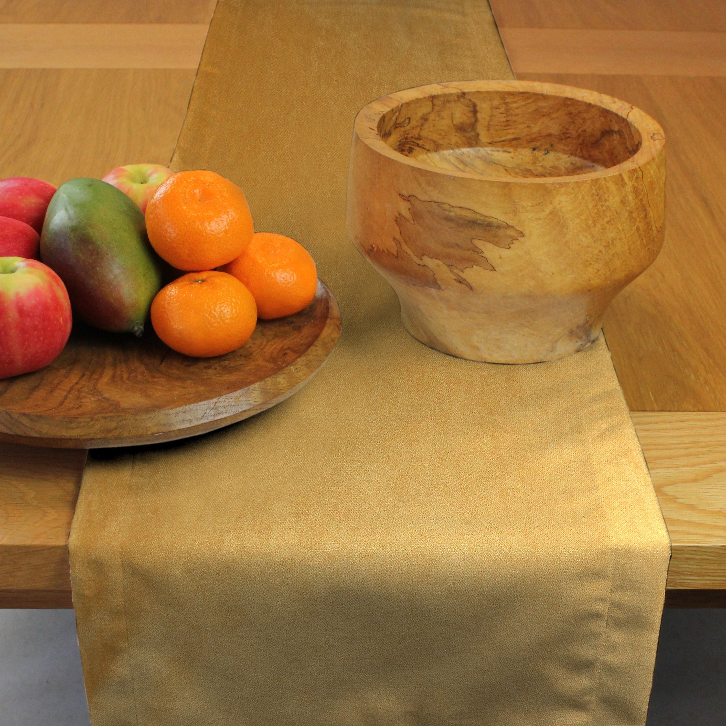 McAlister Textiles Matt Ochre Yellow Velvet Table Runner Throws and Runners Table Runner (30cm x 200cm) 