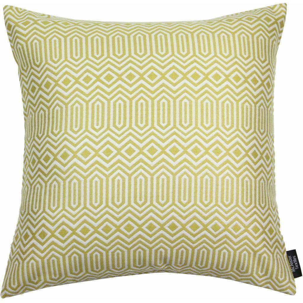 McAlister Textiles Colorado Geometric Yellow Cushion Cushions and Covers Polyester Filler 43cm x 43cm 