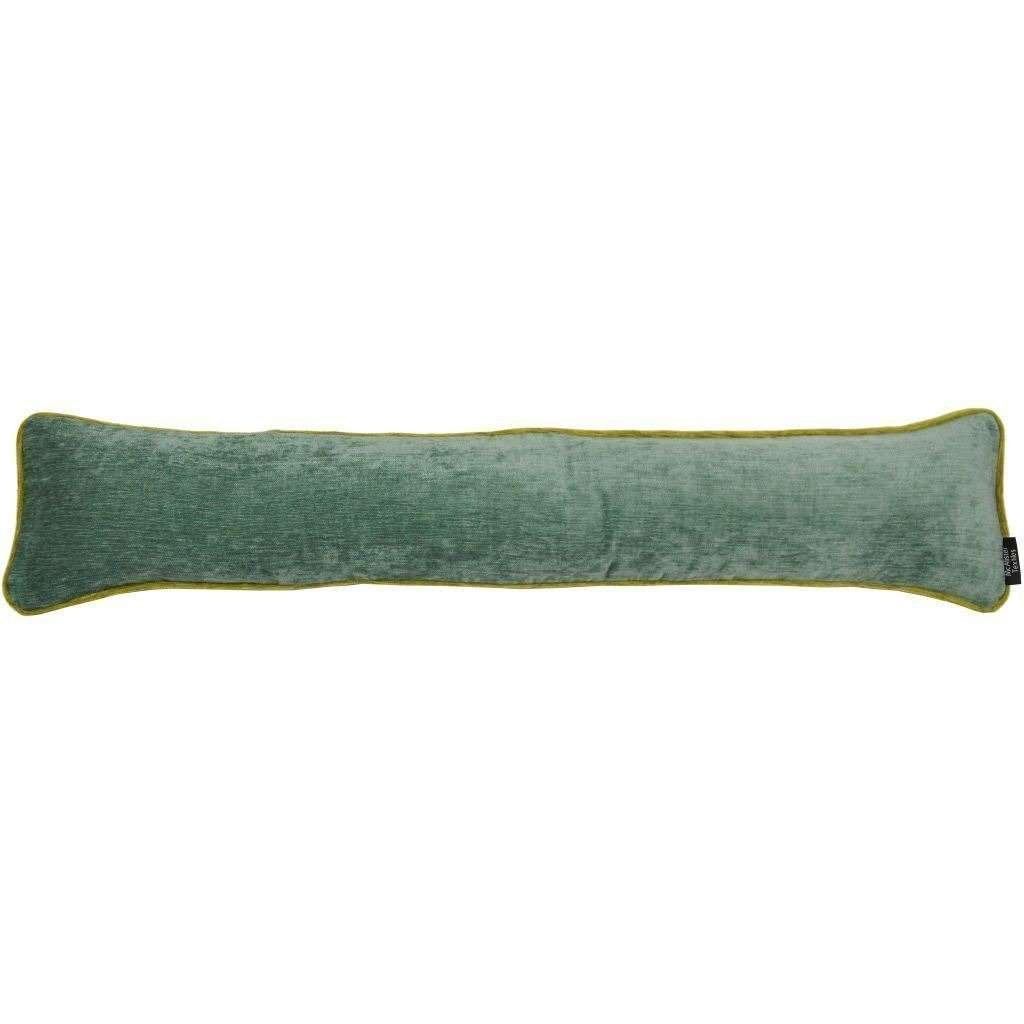 McAlister Textiles Plain Chenille Contrast Piped Duck Egg Blue + Green Draught Excluder Draught Excluders 18cm x 80cm 