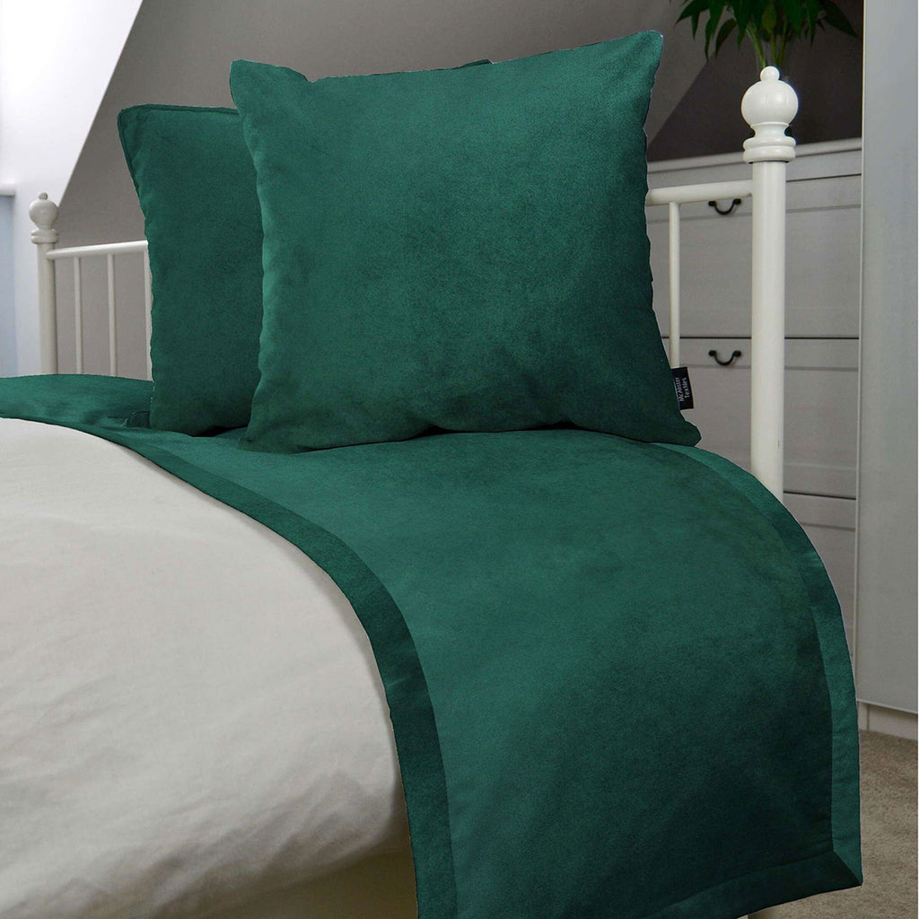 McAlister Textiles Matt Emerald Green Velvet Bedding Set Bedding Set 