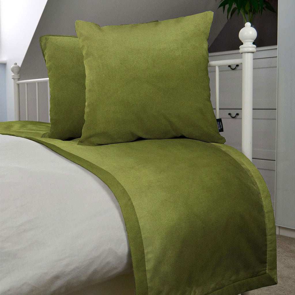 McAlister Textiles Matt Lime Green Velvet Bedding Set Bedding Set 