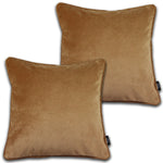 Charger l&#39;image dans la galerie, McAlister Textiles Matt Caramel Gold Velvet 43cm x 43cm Piped Cushion Sets Cushions and Covers Cushion Covers Set of 2 
