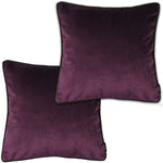 Charger l&#39;image dans la galerie, McAlister Textiles Matt Aubergine Purple Velvet 43cm x 43cm Piped Cushion Sets Cushions and Covers Cushion Covers Set of 2 
