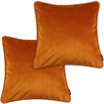 Charger l&#39;image dans la galerie, McAlister Textiles Matt Burnt Orange Velvet 43cm x 43cm Piped Cushion Sets Cushions and Covers Cushion Covers Set of 2 
