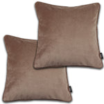 Charger l&#39;image dans la galerie, McAlister Textiles Matt Mocha Brown Velvet 43cm x 43cm Piped Cushion Sets Cushions and Covers Cushion Covers Set of 2 
