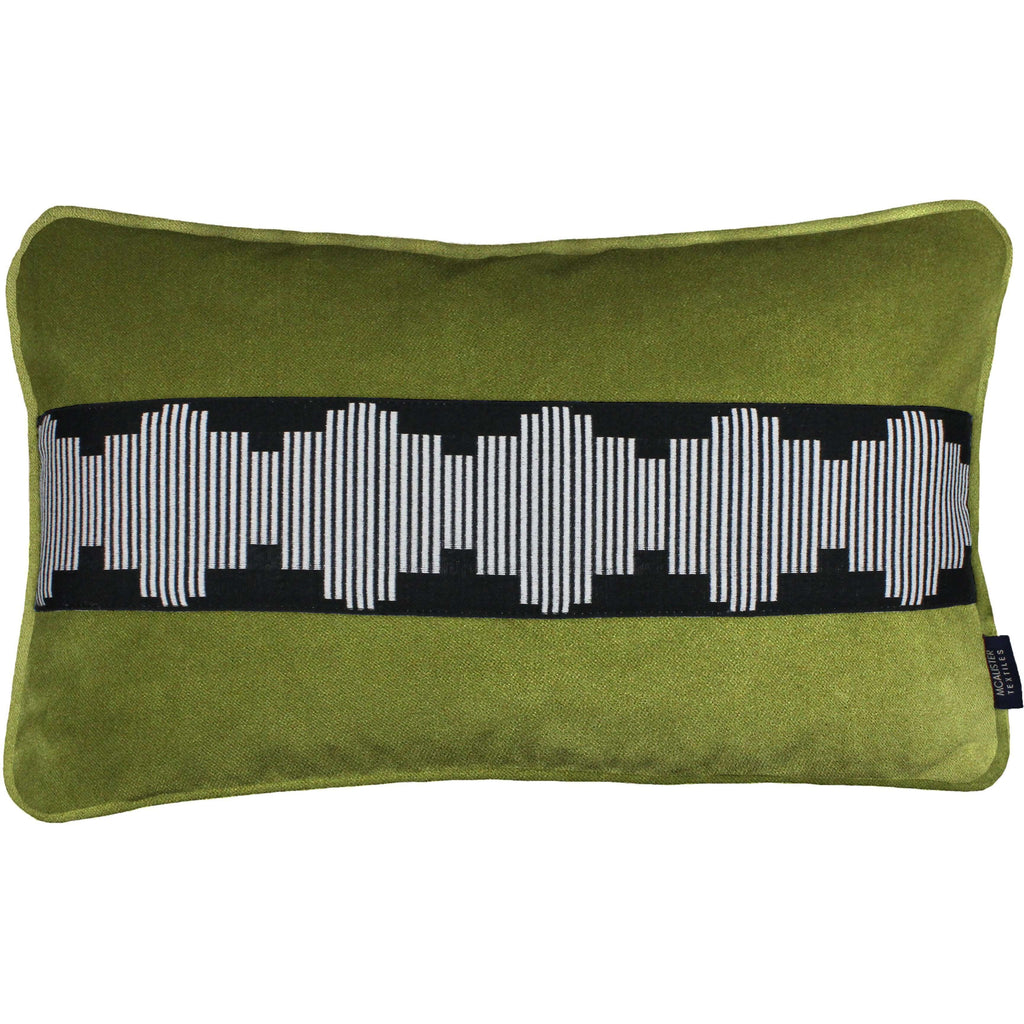 McAlister Textiles Maya Striped Lime Green Velvet Pillow Pillow Cover Only 50cm x 30cm 