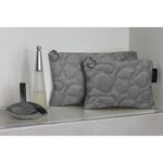 Charger l&#39;image dans la galerie, McAlister Textiles Pebble Pattern Silver Velvet Makeup Bag Set Clutch Bag 
