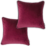 Charger l&#39;image dans la galerie, McAlister Textiles Matt Wine Red Velvet 43cm x 43cm Contrast Piped Cushion Sets Cushions and Covers Cushion Covers Set of 2 
