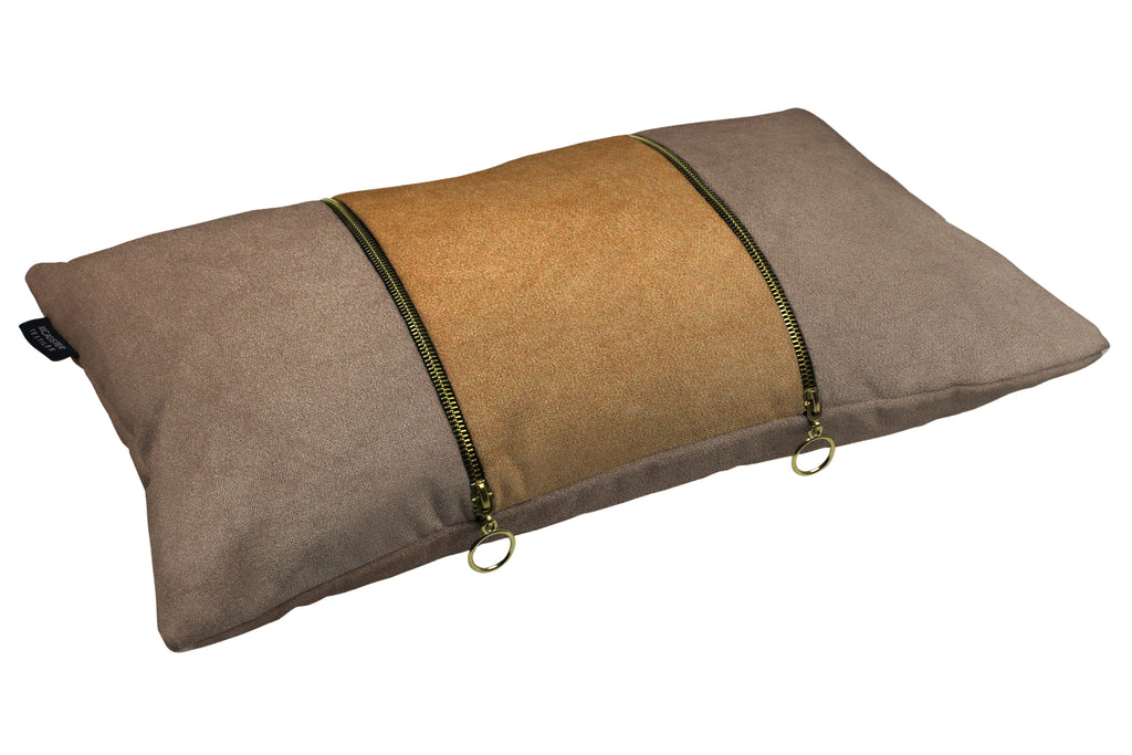 McAlister Textiles Decorative Double Zip Caramel + Brown Velvet Pillow Pillow 