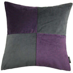 Charger l&#39;image dans la galerie, McAlister Textiles Square Patchwork Velvet Dark Purple + Grey Cushion Cushions and Covers Polyester Filler 60cm x 60cm 
