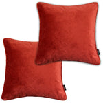 Charger l&#39;image dans la galerie, McAlister Textiles Matt Rust Red Orange Velvet 43cm x 43cm Piped Cushion Sets Cushions and Covers Cushion Covers Set of 2 
