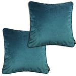 Charger l&#39;image dans la galerie, McAlister Textiles Matt Blue Teal Velvet 43cm x 43cm Piped Cushion Sets Cushions and Covers Cushion Covers Set of 2 
