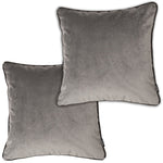 Charger l&#39;image dans la galerie, McAlister Textiles Matt Soft Silver Velvet 43cm x 43cm Contrast Piped Cushion Sets Cushions and Covers Cushion Covers Set of 2 
