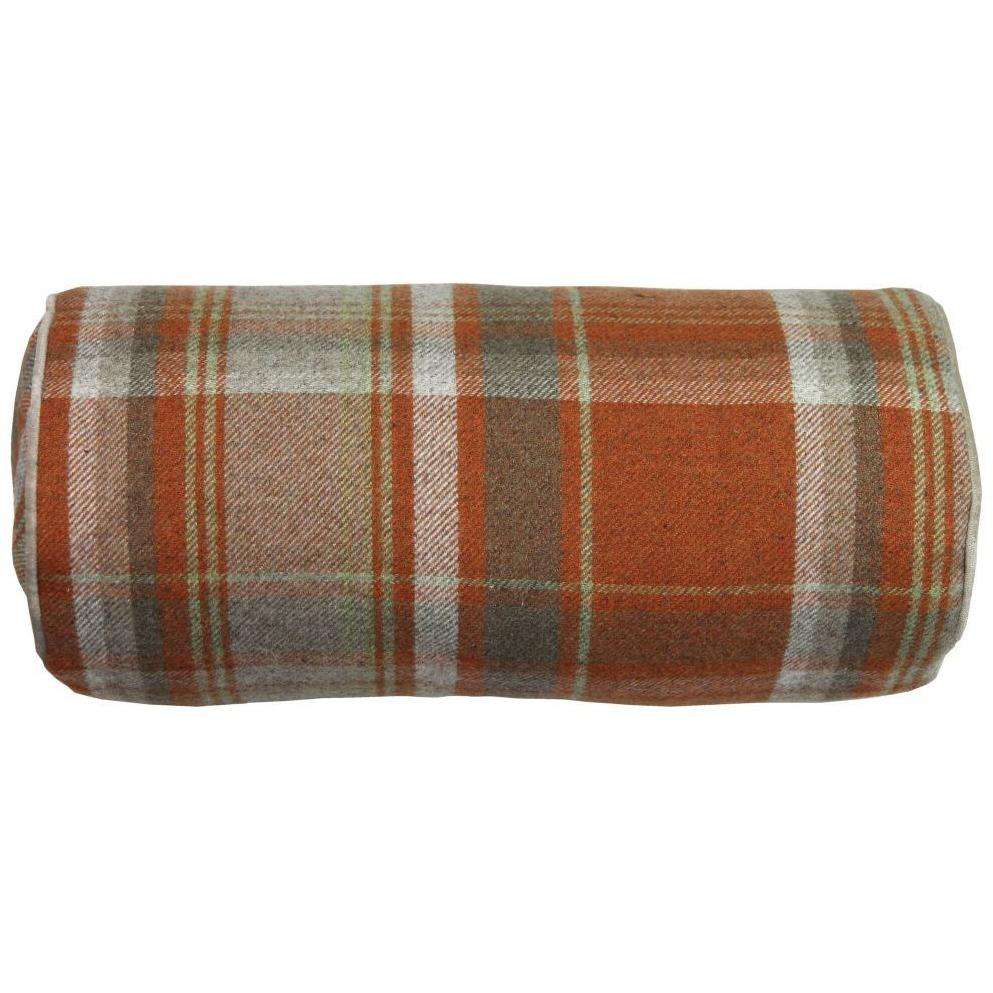 McAlister Textiles Deluxe Tartan Burnt Orange + Grey Bolster Pillow 45cm x 20cm Bolster Cushion 