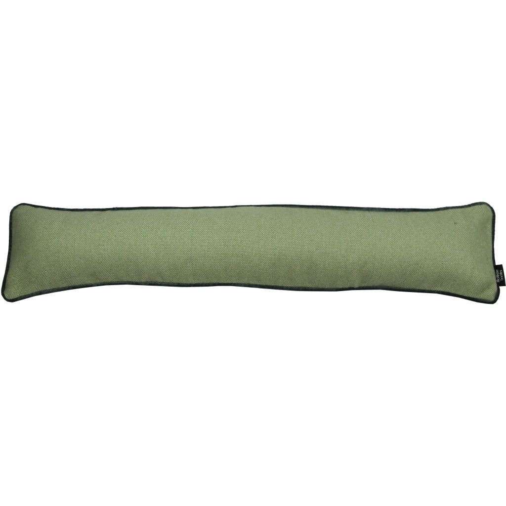 McAlister Textiles Herringbone Boutique Green + Grey Draught Excluder Draught Excluders 18cm x 80cm 