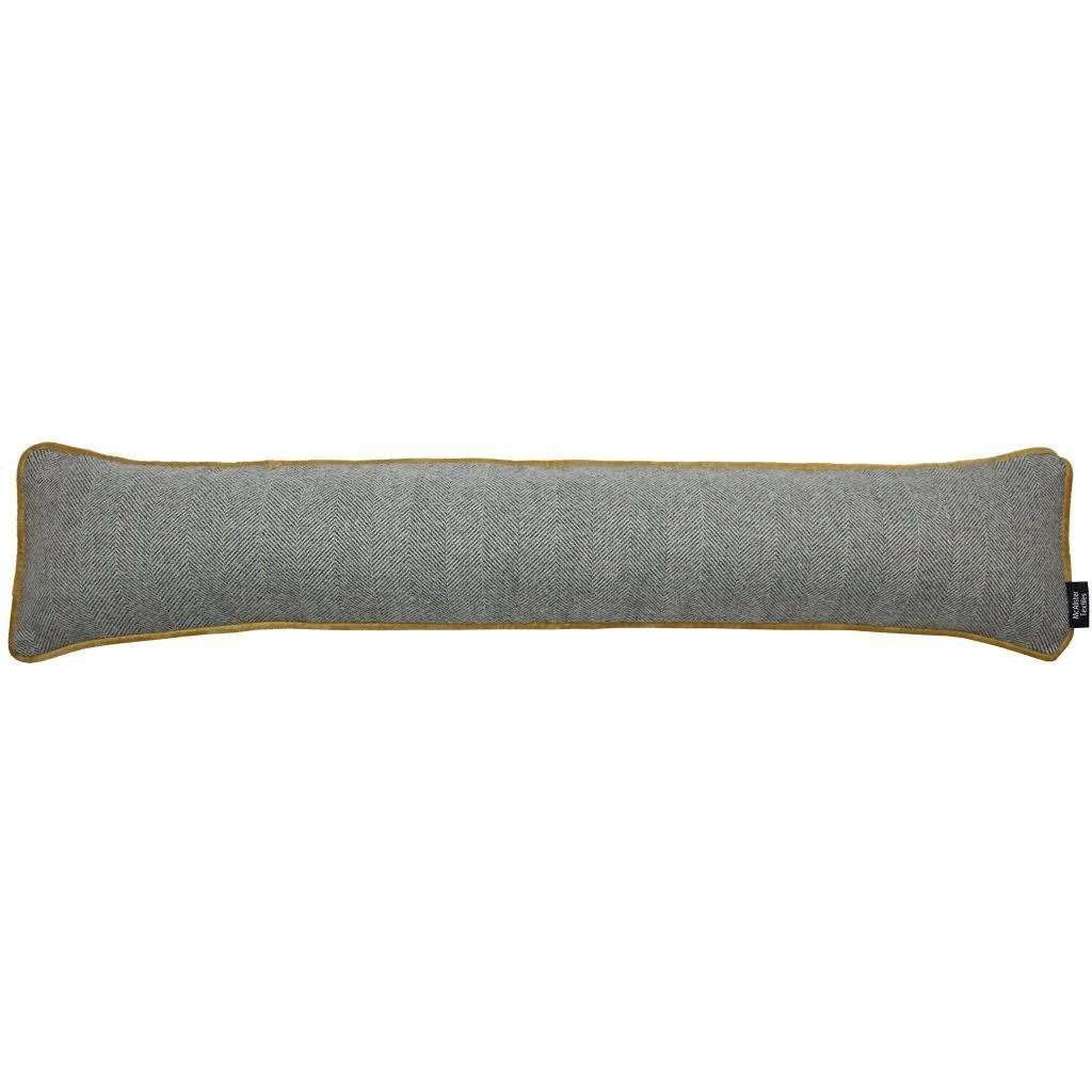 McAlister Textiles Herringbone Boutique Grey + Yellow Draught Excluder Draught Excluders 18cm x 80cm 