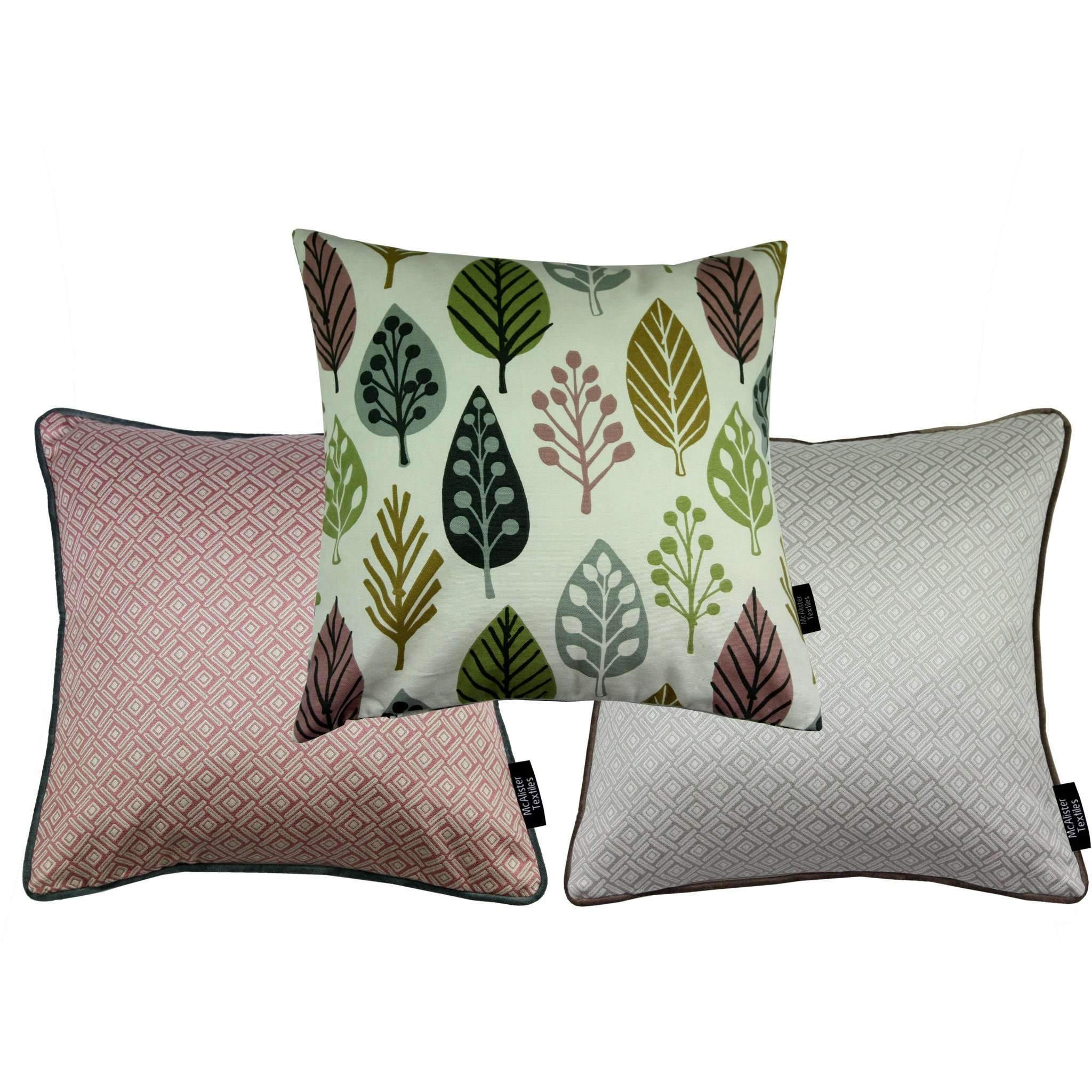 McAlister Textiles Scandinavian Blush Pink 43cm x 43cm Cushion Set of 3 Cushions and Covers Cushion Cover 